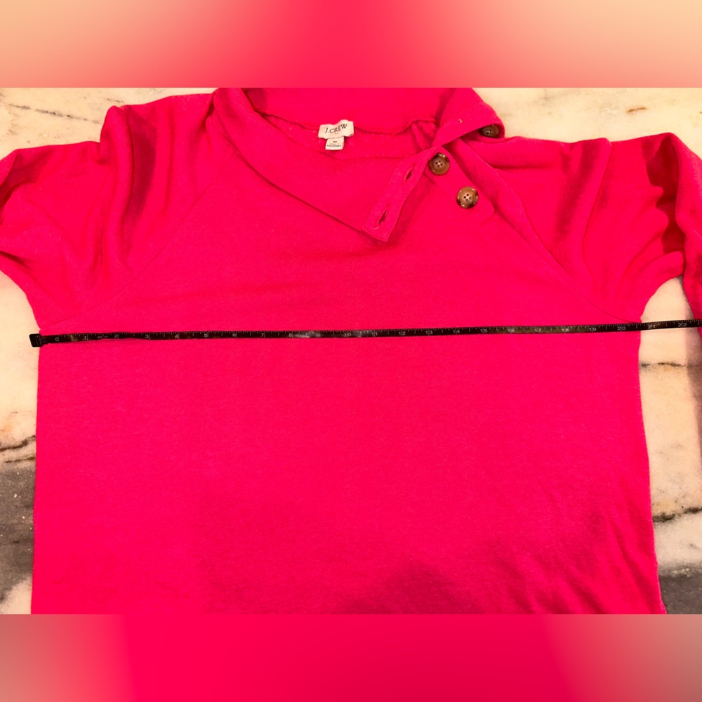 EUC J Crew Pink Chic Button-Detail Mock Neck Sweater Top Size Medium - Picture 8 of 11